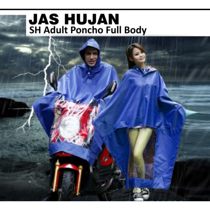 Jas Hujan Ponco/Poncho/Kalong/Kelelawar Gojek Grab PVC Murah Full Body SH Poncho Pria dan Wanita