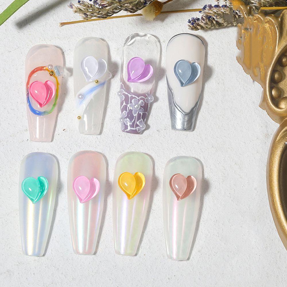 AUGUSTINA Agustina Berbentuk Hati Perhiasan Kuku Permen Warna Pesona Aurora Symphony Flat DIY Nail Art Ornamen