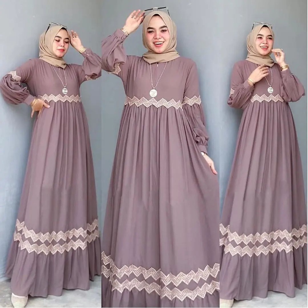 KIMIKO LACE MC CERUTY BABYDOLL APLIKASI RENDA LD 110 CM PB 140 CM ZIPPER DEPAN BUSUI Baju Gamis Wanita Terbaru 2022  GAMIS WNAITA TERBARU SIMPLE DAN KEKINIAN NYAMN DI PAKAI COOCK UNTUK KE UNDAGAN MAUPUN ACARA LAIN NYA DRES 2022