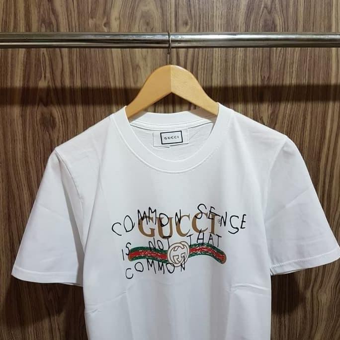 Kaos Distro Gucci_ Common Sense Is Baju Combed 30S Sablon Tshirt Cowok Pakaian Pria Wanita Polos