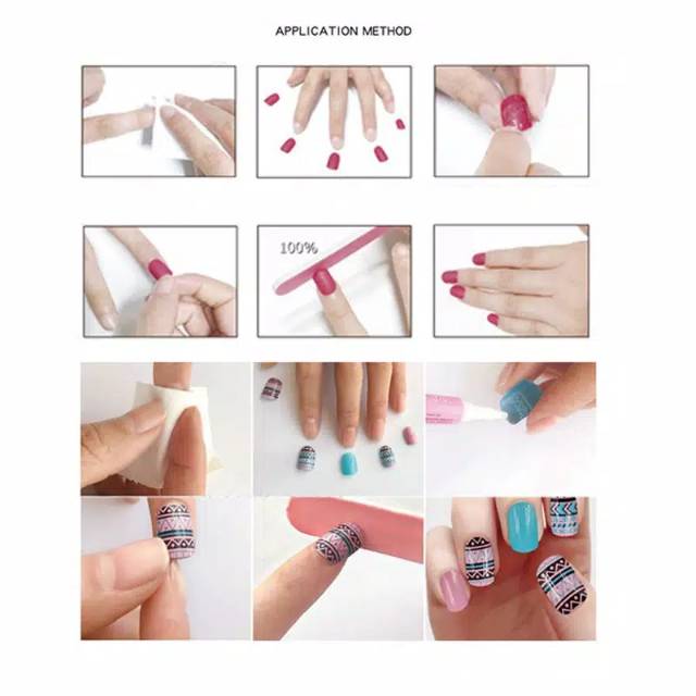 24 Tips Midi Fake Nails / Kuku Palsu Warna Matte