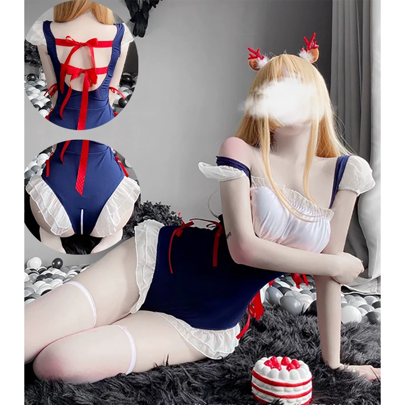 Wanita Lingerie Cosplay Sexy Bikini Desain tali backless Open Lace Lingerie Babydoll A536