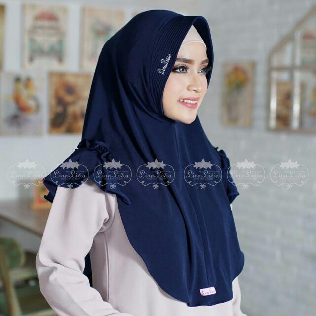 jilbab hijab Linalivia FREYA kerudung krudung bergo instan non Arrafi Zoya Hijabwanitacantik murah terbaru 2021 cod jakarta tangerang bekasi karawang bandung sukabumi cimahi subang semarang tegal kendal jepara brebes blora grobogan lampung kalimantan-Navy