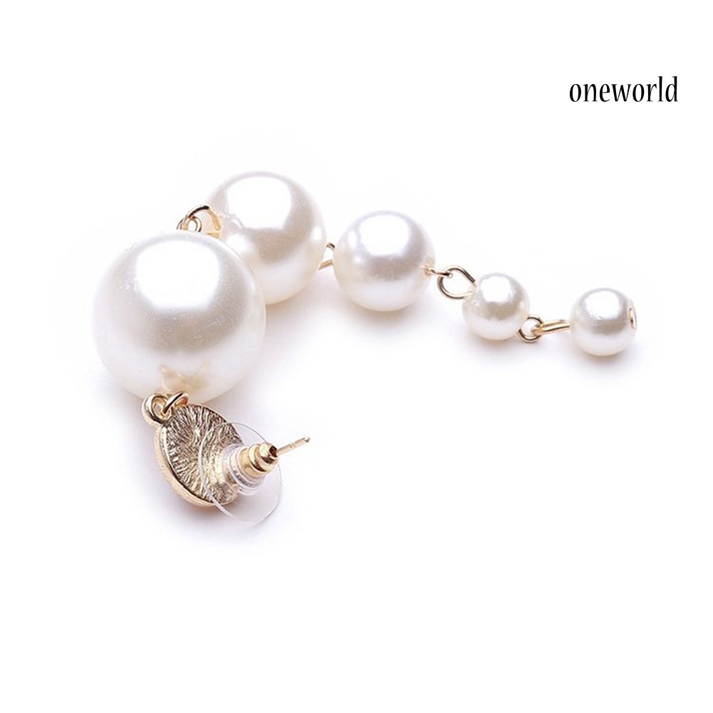 OW@ Fashion Women Long Faux Pearl Dangle Stud Earrings Statement Party Jewelry Gift