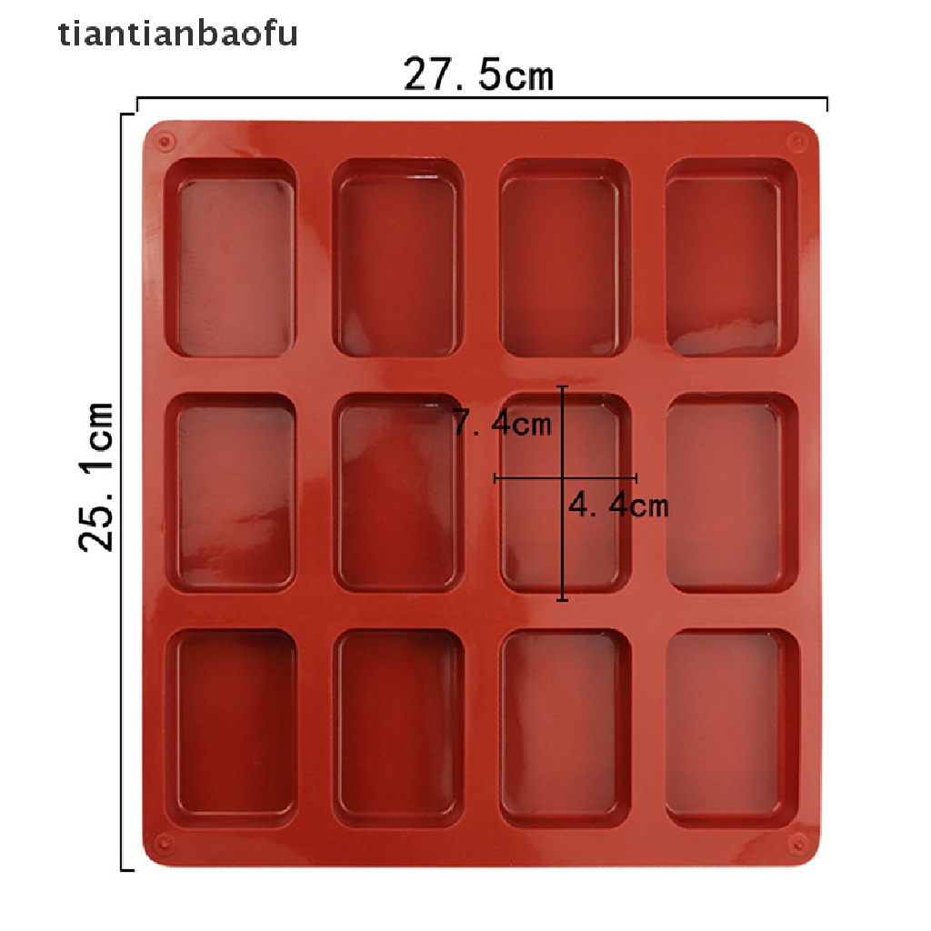 [tiantianbaofu] 12rongga Loyang Brownies Mini Anti Lengket Loyang Roti Silicone Mini Loaf baking pan