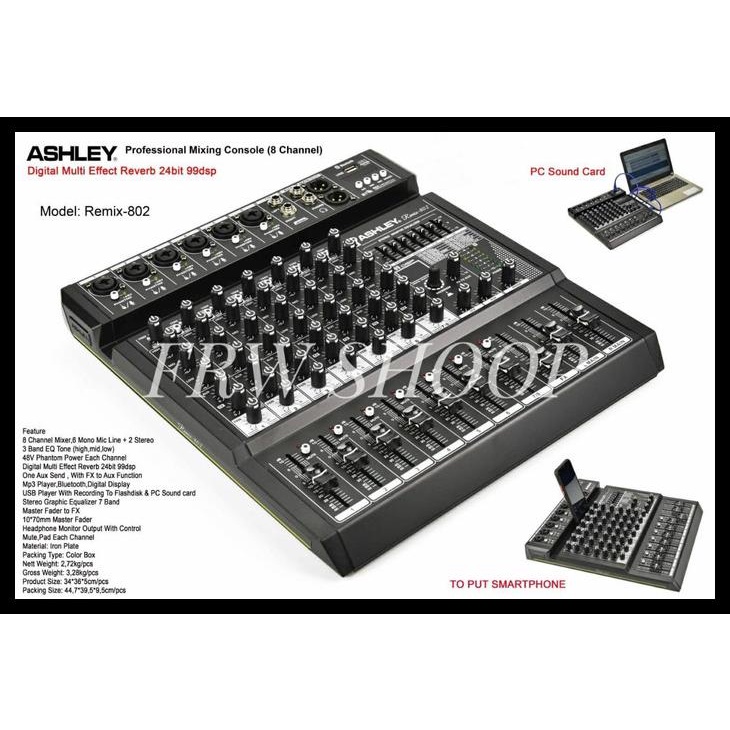 Mixer Audio Ashley Remix 802 / Remix802 / Remix-802 (Original)6Ch,Usb Kode 1433