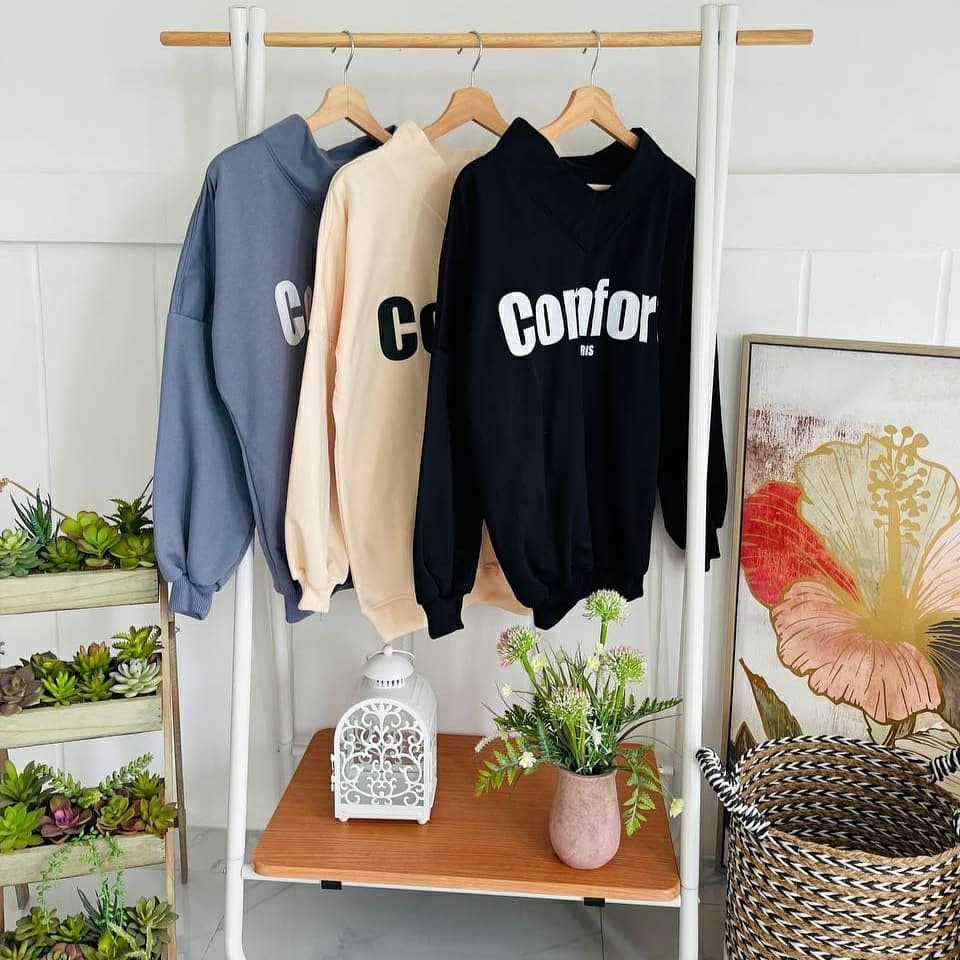 Comfort Sweater Hoodie Wanita Korean Style Bahan Flacee