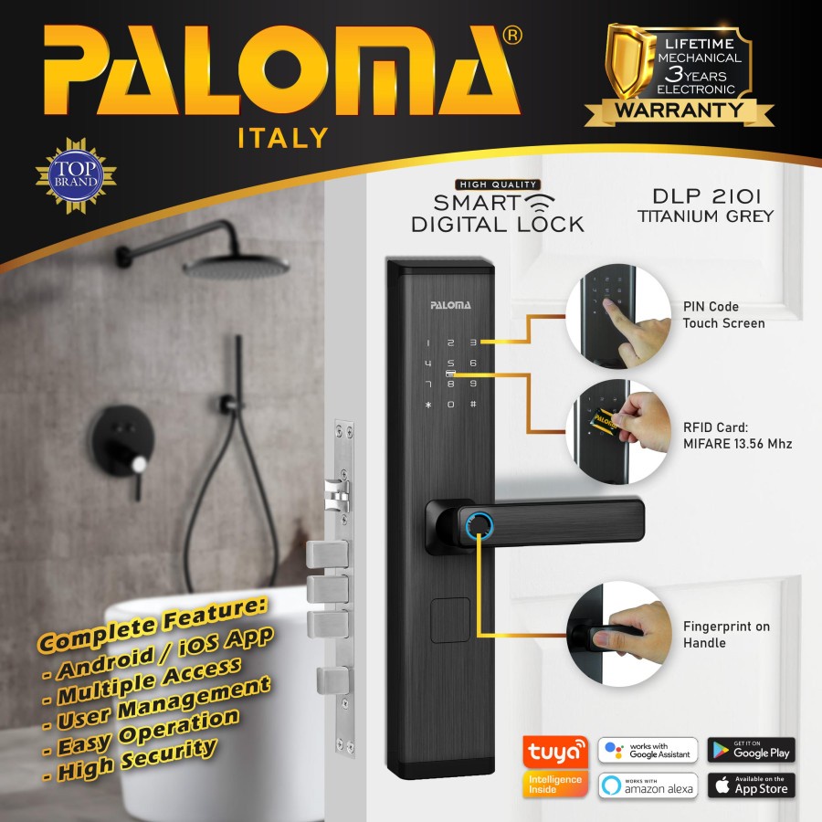 PALOMA SMART DIGITAL LOCK DLP 2101 HANDLE PINTU DIGITAL FINGER PRINT PASSWORD