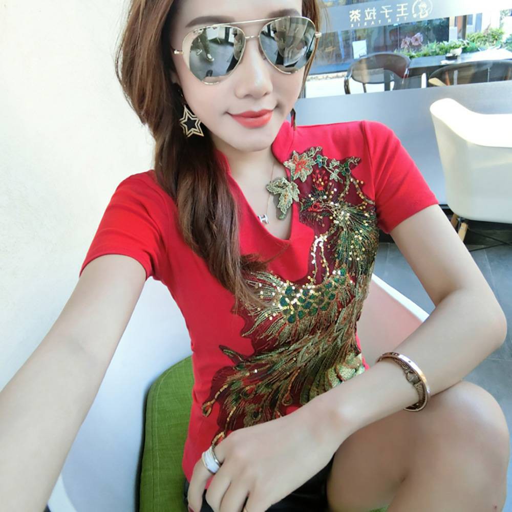B03 Atasan Cheongsam baju kaos Cheongsam wanita dewasa