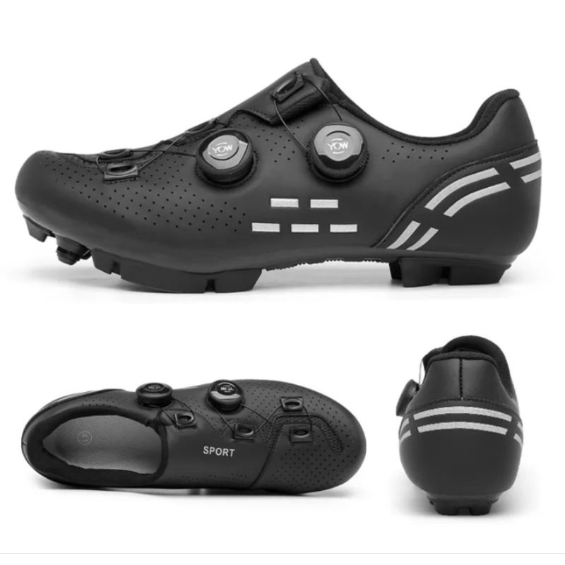 Sport Sepatu Sepeda Cleat MTB Bicycle Shoes Cleats Mountain Bike Sepatu Gowes Cleat MTB 2 BOA Hitam