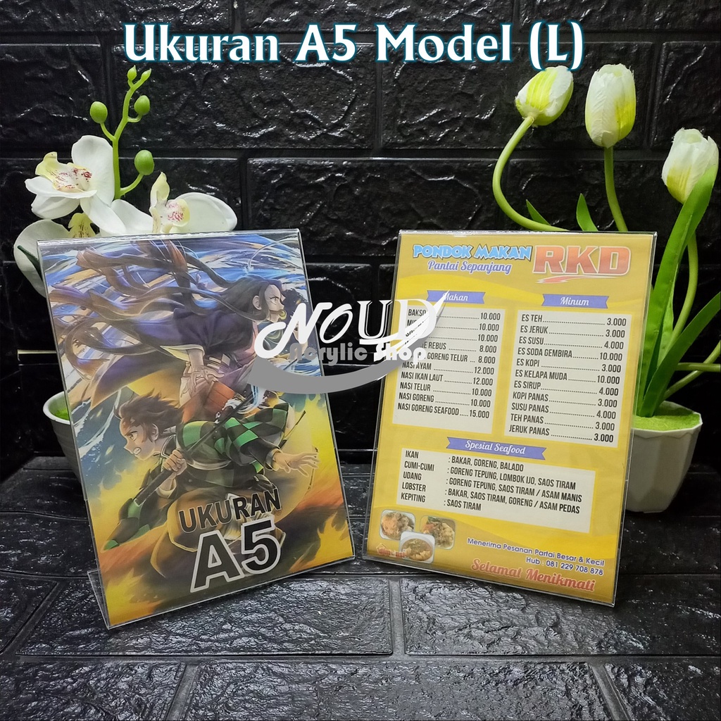 

tent holder - tempat brosur akrilik- acrylic tent card tempat menu tempat foto - A5