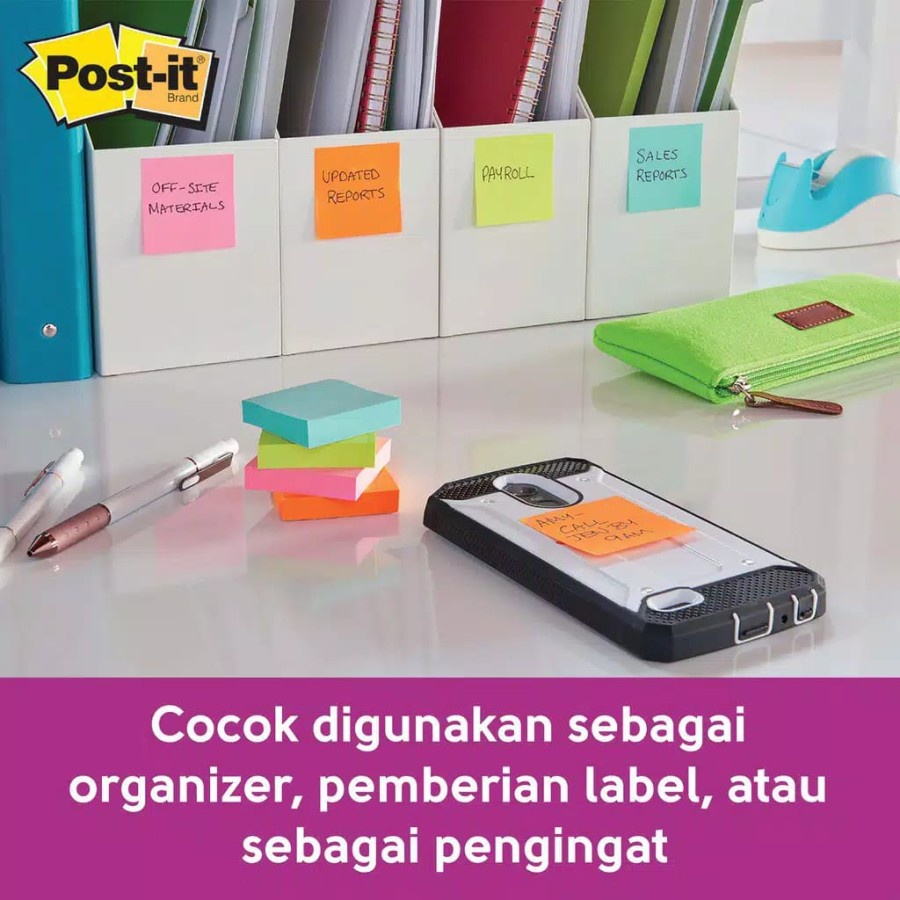 Post-it 3M Super Sticky Notes 3x3&quot; 45Lembar (Isi 3 Pad) 3321-3SSJP BLU