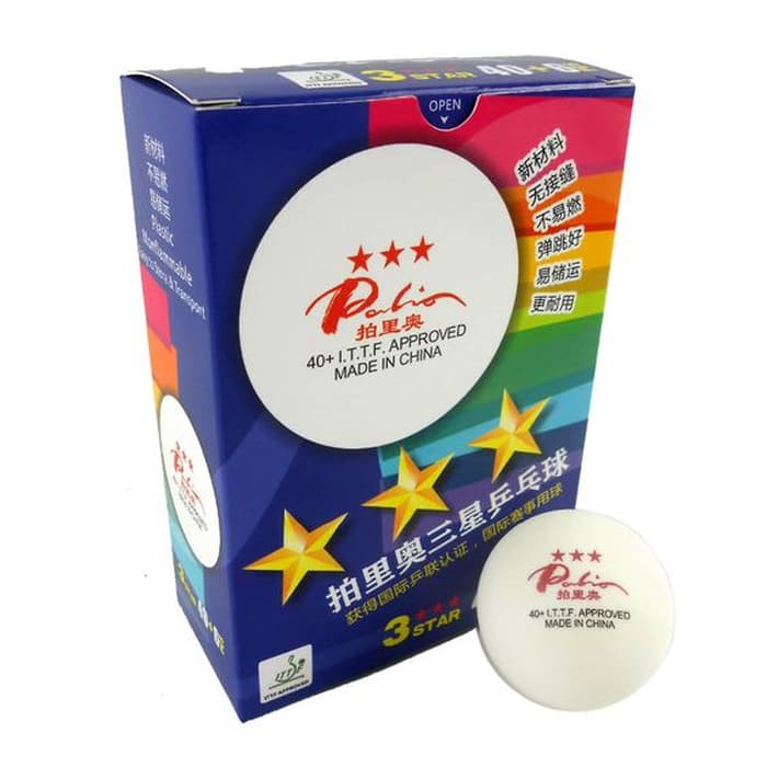 bolaTenis Meja Pingpong Palio 3 Star 40+ Tanpa Sambungan