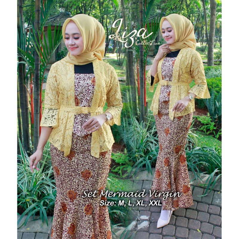 Setelan kebaya brukat masa kini//kebaya wisuda//kebaya batik brukat