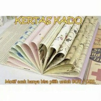 Kertas Kado Motif Acak (Pilih Boy / Girl) - Jasa Bungkus Kado Hadiah