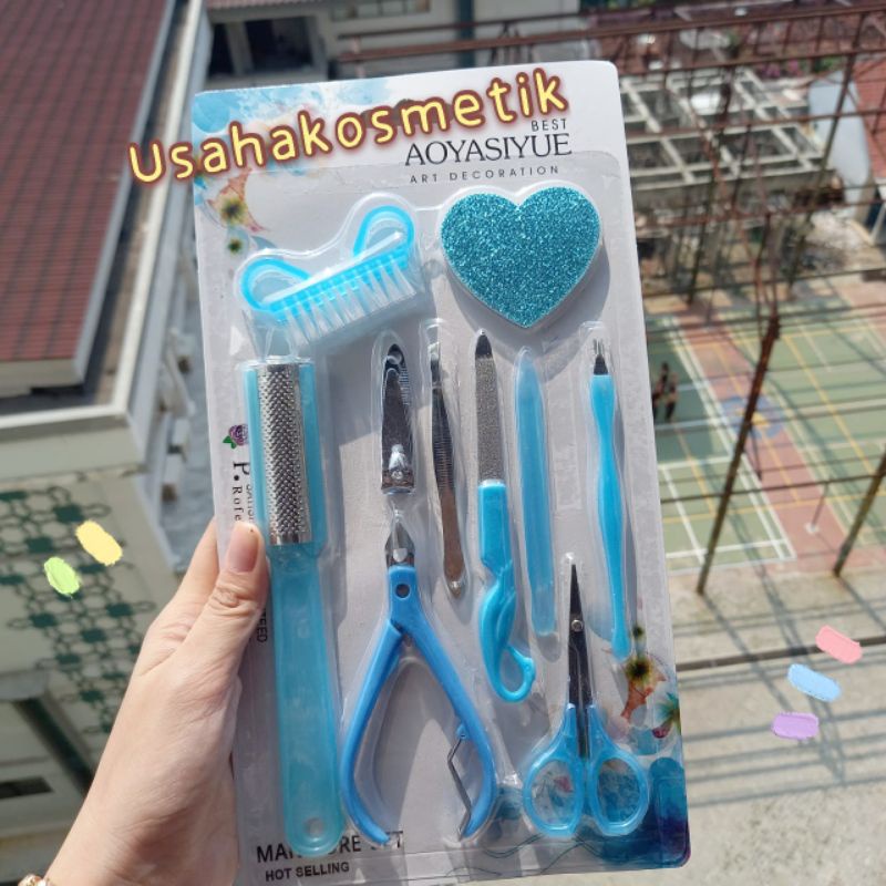 AOYASIYUE MANICURE AND PEDICURE / PERALATAN PEDICURE KUKU SET PAKET 10 IN 1 HOT SELING CUTE NO. PS-01 / 02