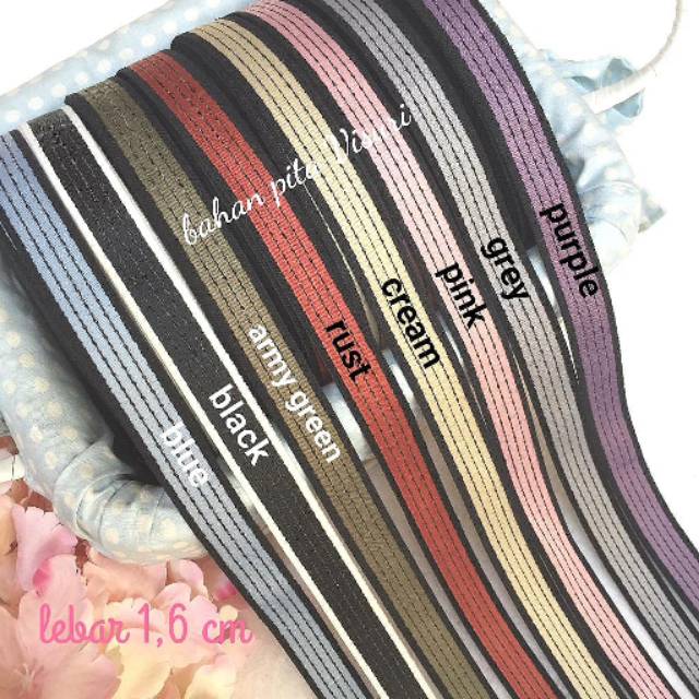 Pita keras Garis  Hitam Lis 1,6 cm per yard (90 cm)