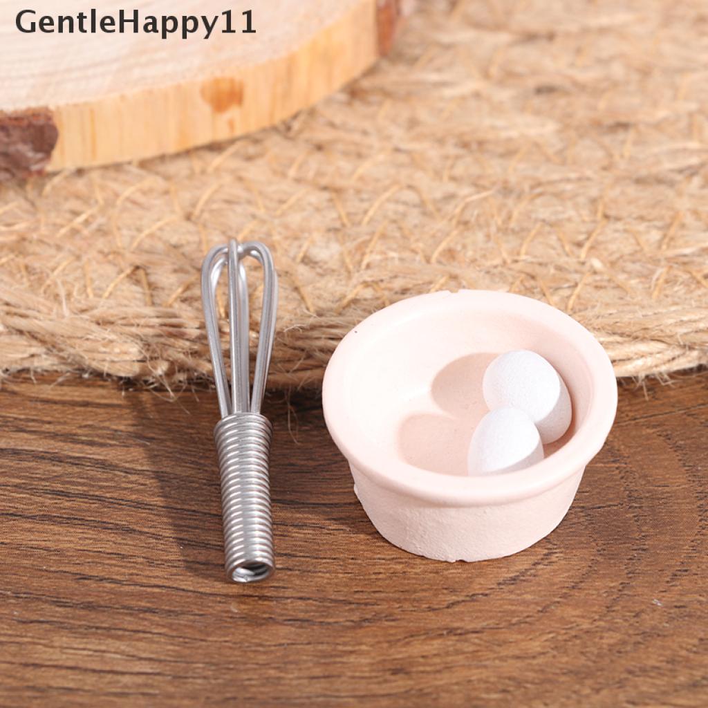 Gentlehappy Mainan Miniatur Mangkok + Pengocok Telur Skala 1: 12 Untuk Aksesoris Rumah Boneka