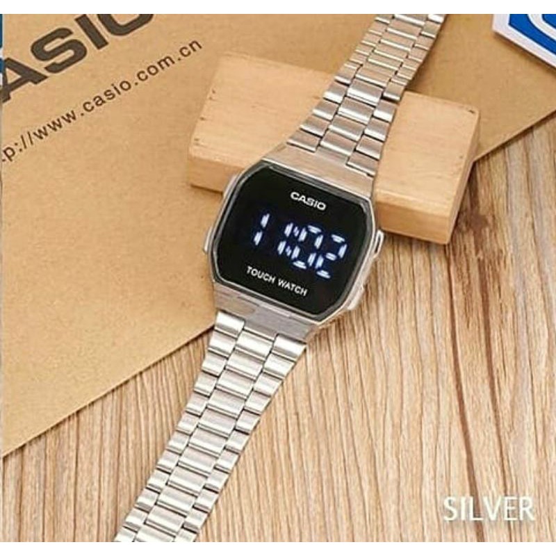 CASIO Jam Tangan Pria Digital Led Touchscreen Stainless Steel Strap 36mm