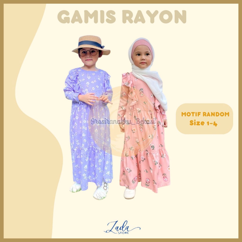 Gamis rayon anak Zadda Rumbay Mix Motif size 1-4Thn