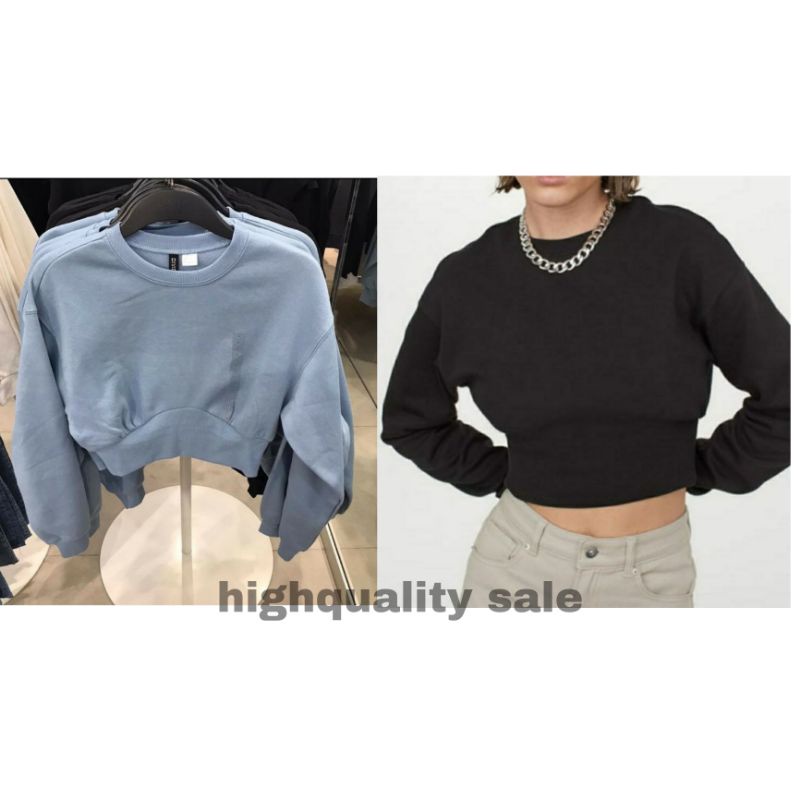 [JASTIP] H&M CROP SWEATER KARET  HITAM BIRU BEST SELLER SWEATSHIRT