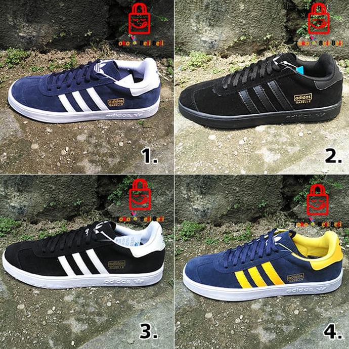 promo!! sepatu sneakers adidas gazelle pria casual suede - hitam putih, 39 terbaru
