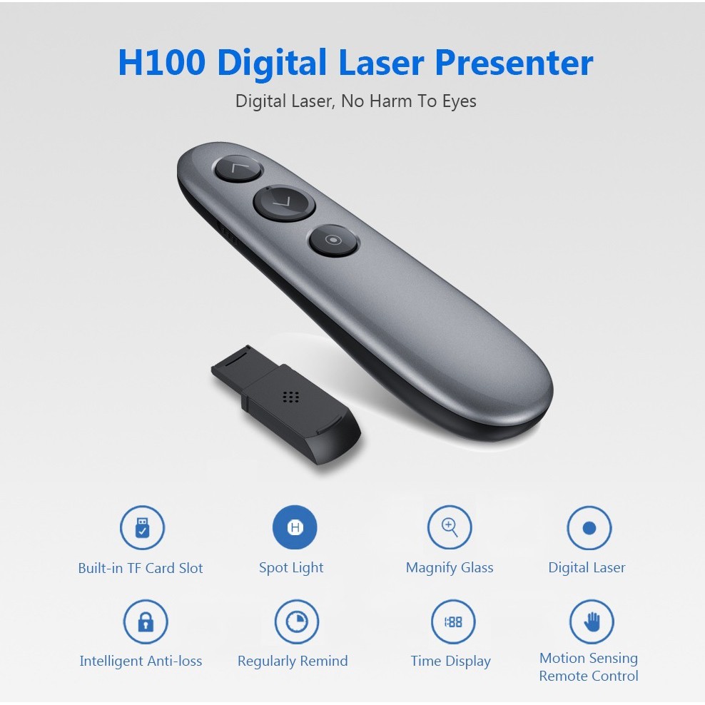 H100 - Rechargeable 2.4GHz Wireless Digital Laser Presenter - Remote Presentasi, Segudang Fitur!!!!