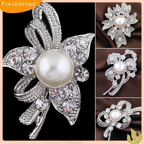 [ TERLARIS]New Bridal Bouquet Rhinestone Crystal Brooch Pin Silver Pearl Brooches Flower