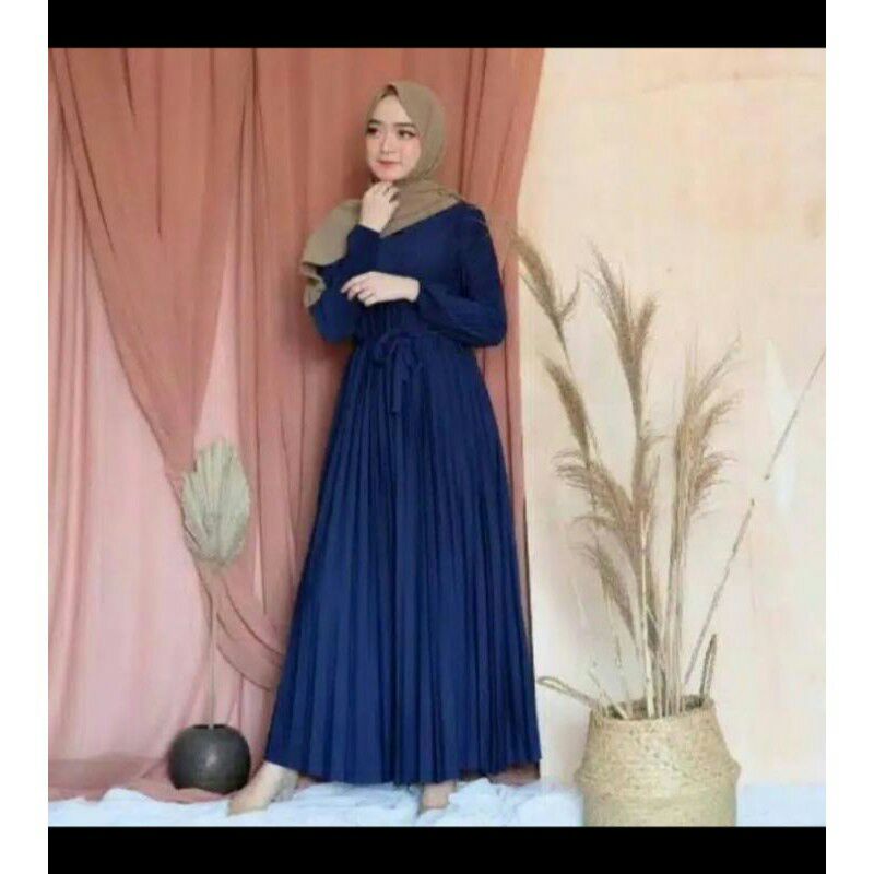 Gamis Plisket Jumbo//Gamis Tali Ikat Pinggang Kekinian