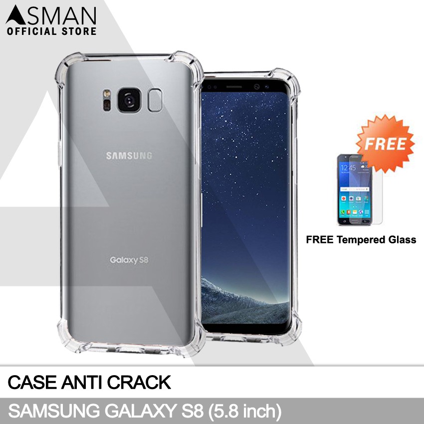 Anti Crack Samsung Galaxy S8 (5.8&quot;) | Soft Case Anti Bentur + FREE Tempered Glass