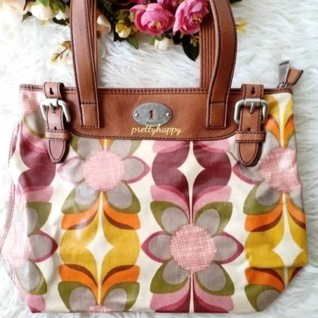 Fossil keyper shopper yellow floral