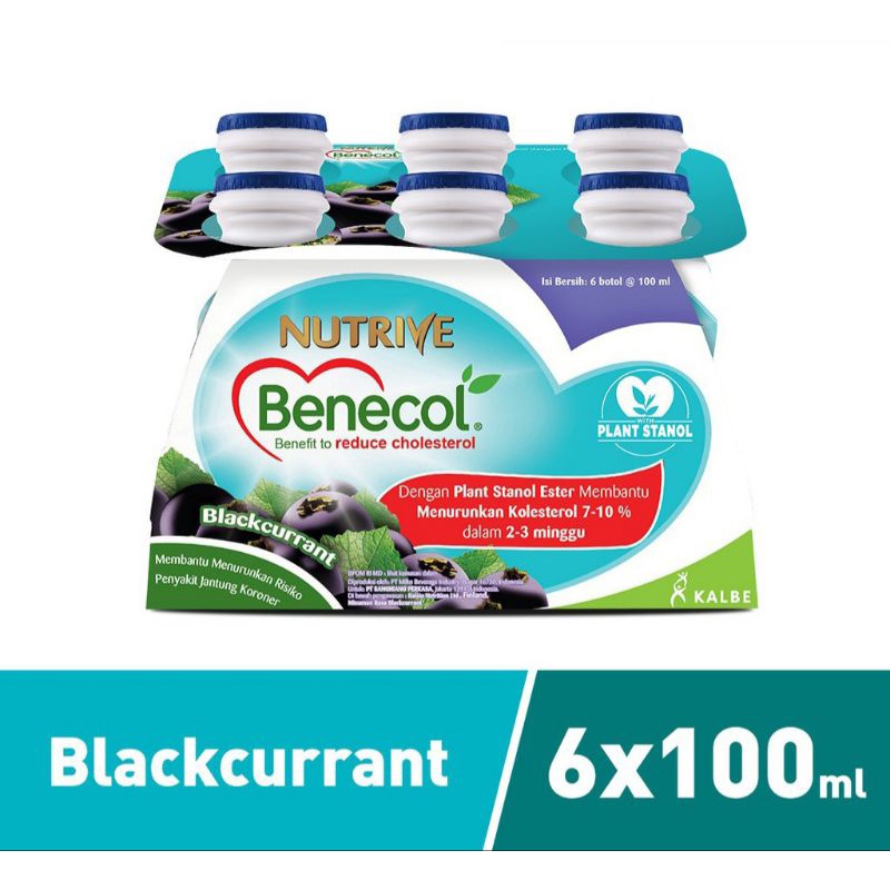 

NUTRIVE BENECOL BLACKCURRANT 100 ML × 6 PCS MINUMAN SMOOTHIE PENURUN KOLESTEROL RASA ANGGUR