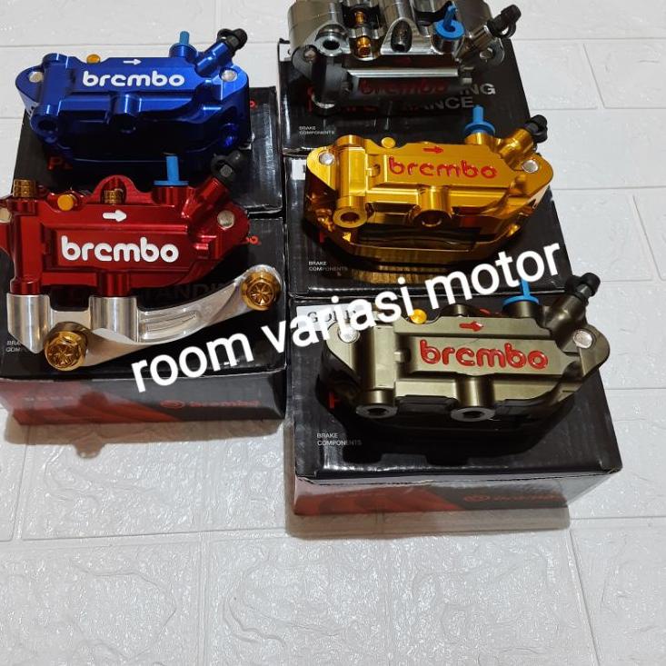 Miliki KALIPER MONOBLOK BREMBO 4 PISTON SET BREKET DAN BAUT MIO J FINO MIO SPORTY XEON MIO GT/M3 MIO