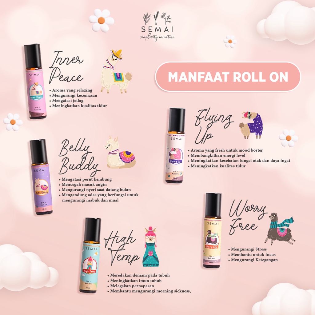 SEMAI 2in1 ROLL ON diluted Essential Oil Aroma Terapi bayi hingga dewasa