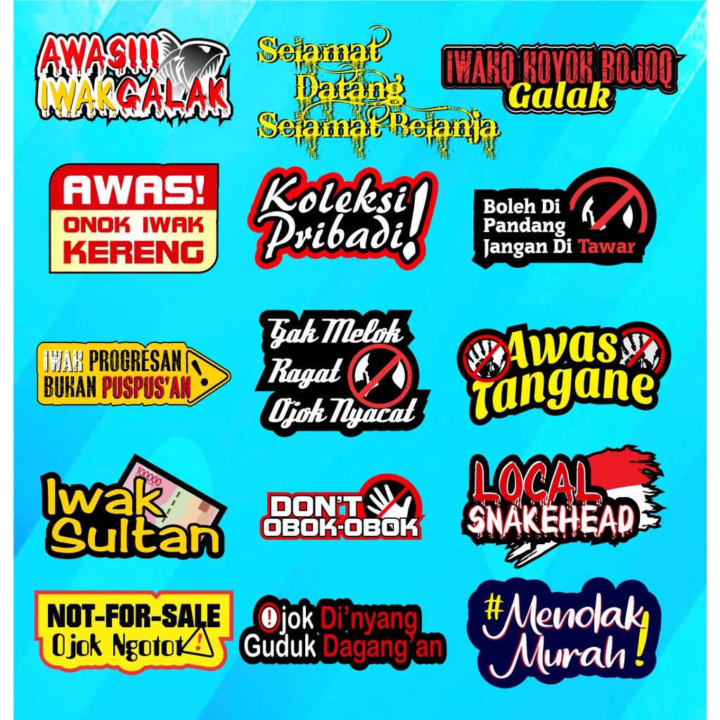 stiker mini iwak galak/predator/aksesoris akuarium