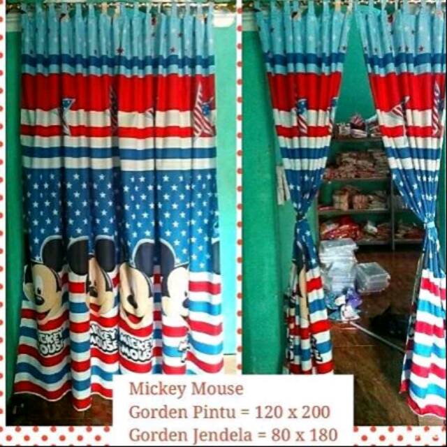 Habisin stok READY Gorden pintu jendela ukuran 120x200 karakter mickey homemade lucu murahL