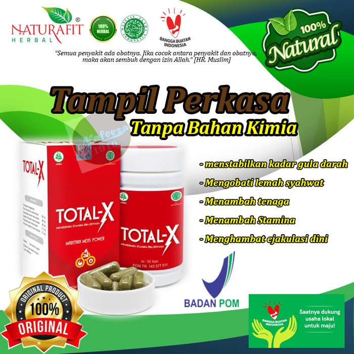 TOTAL X 50 KAPSUL - OBAT EJAKULASI DINI PRIA PERMANEN/JAMU KUAT PRIA TAHAN LAMA/TAHAN LAMA PRIA/OBAT