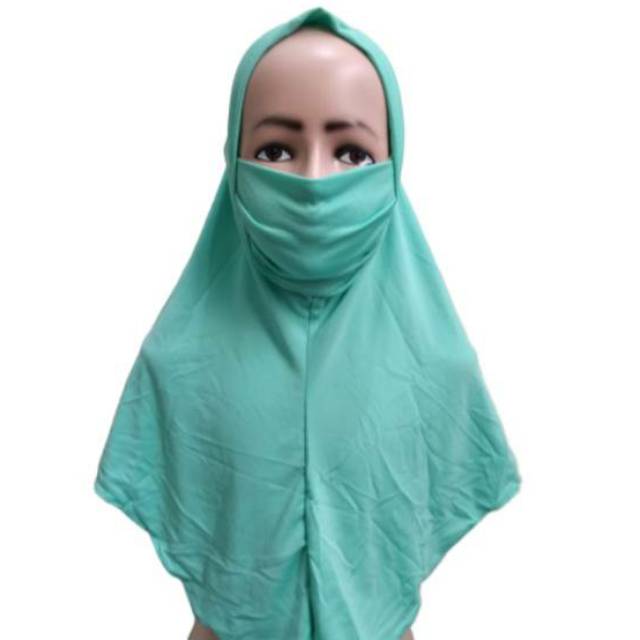 Jilbab Nikob Corona Kerudung Cadar Hijab Anti Corona Masker 2 in 1 Anak Bayi J14