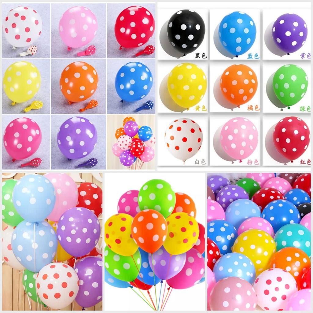 BALON PESTA ULTAH DLL BAHAN LATEKS POLKADOT TEBAL BALON POLKADOT RANDOM WARNA WARNI BISA COD IMF