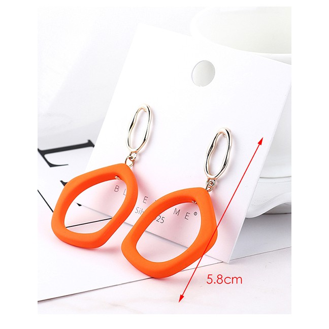 LRC Anting Tusuk Fashion Alloy Scrub Spray Elliptical Ring Earrings Y6186X