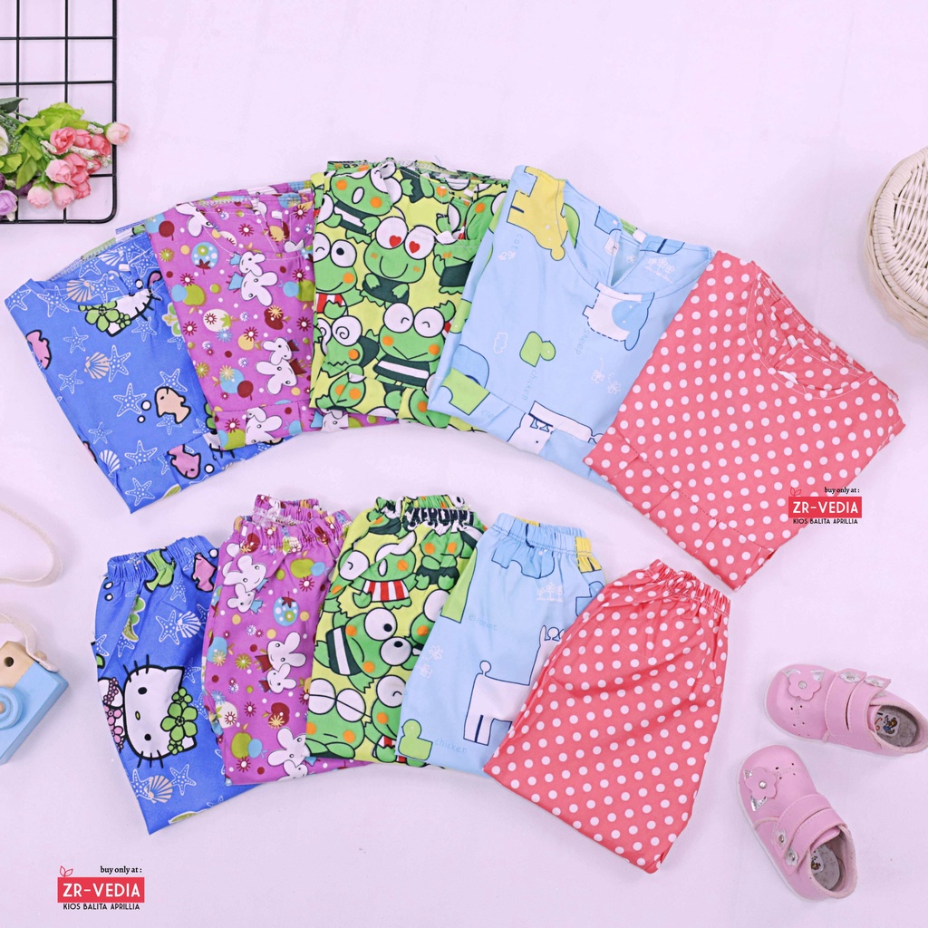 Set Nadhifa 3-5 Tahun / Setelan Baju Kensi Anak Perempuan Import Panjang Jogger Tidur Balita ZR Vedia