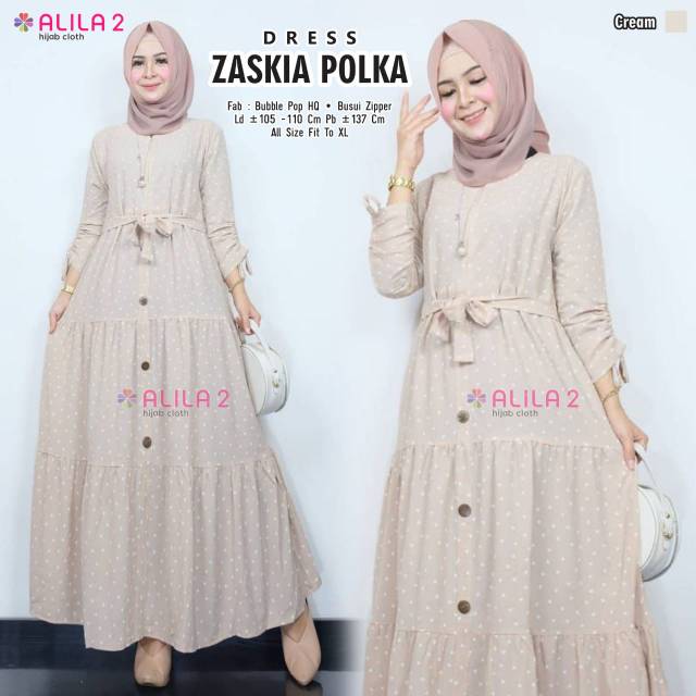 Gamis Wanita Zaskia Polka Dress Original Alila