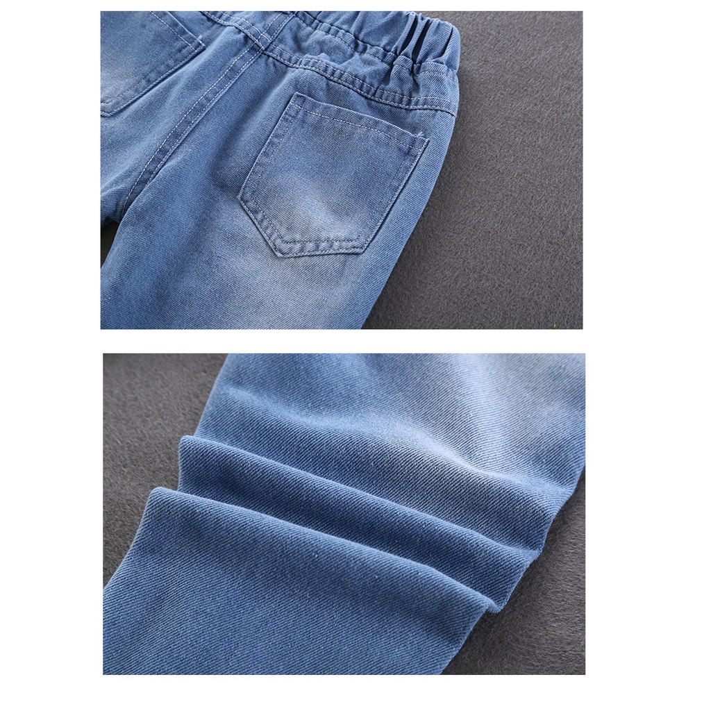 Celana panjang jeans anak import motif wow / french fries