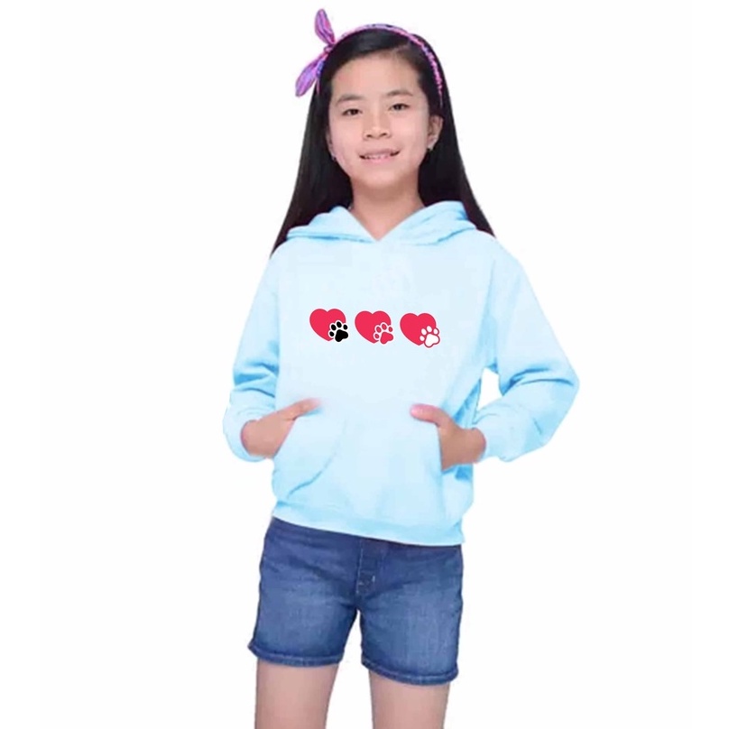 Hoodie Steps Hearts Dog Anak Fleece Pakaian Anak