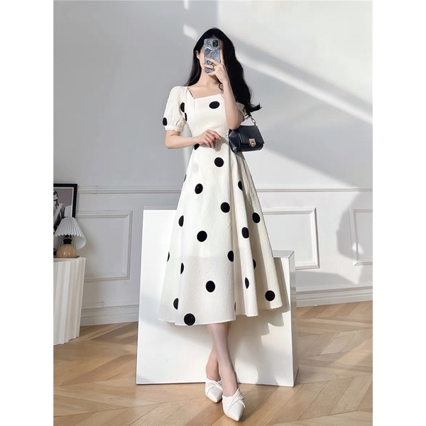 Dress Korea U-neck Polkadot M03