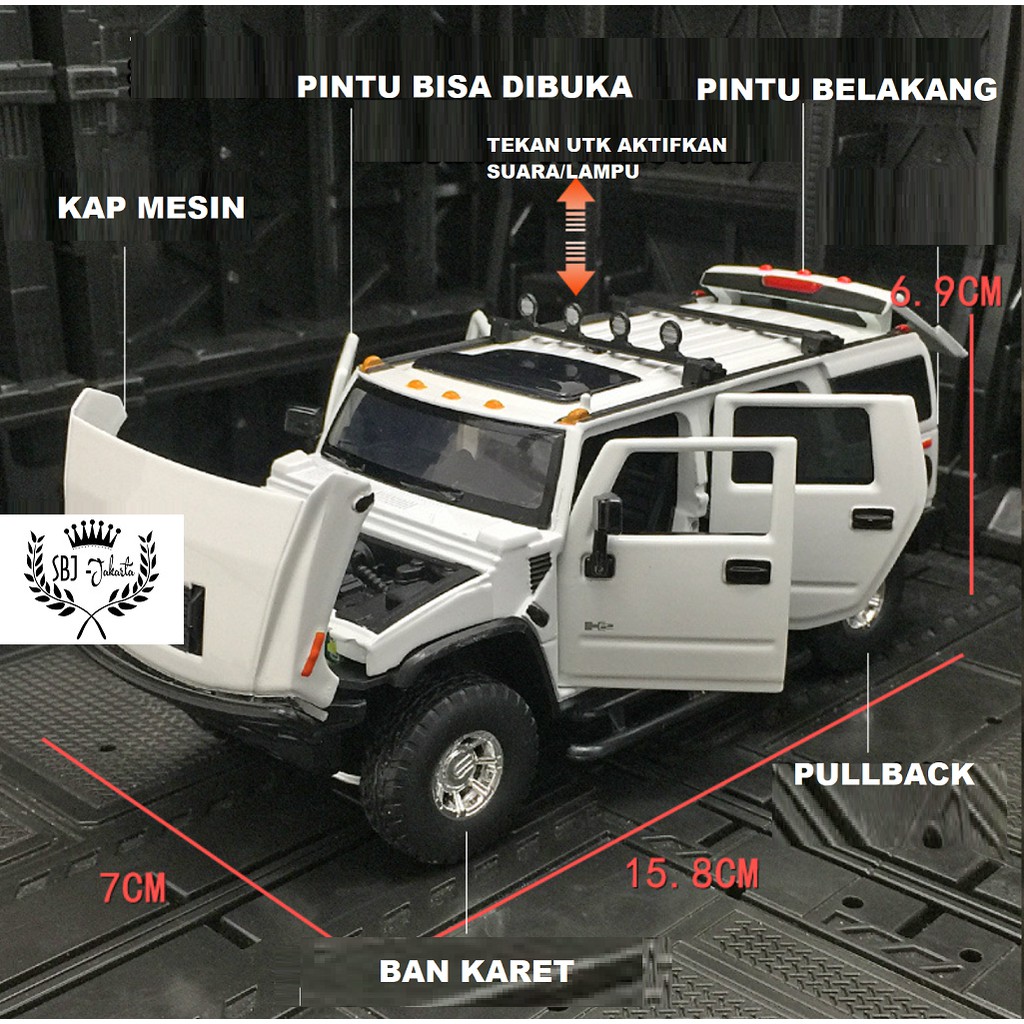 DIECAST miniatur MOBIL Hummer H2 Skala 1:32 Metal Series