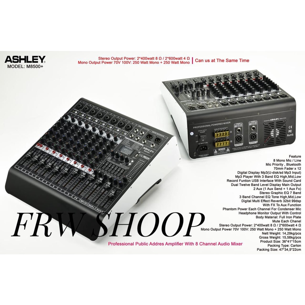 POWER MIXER ASHLEY M8500+ / ASHLEY M8500 + 8CHANNEL ORIGINAL