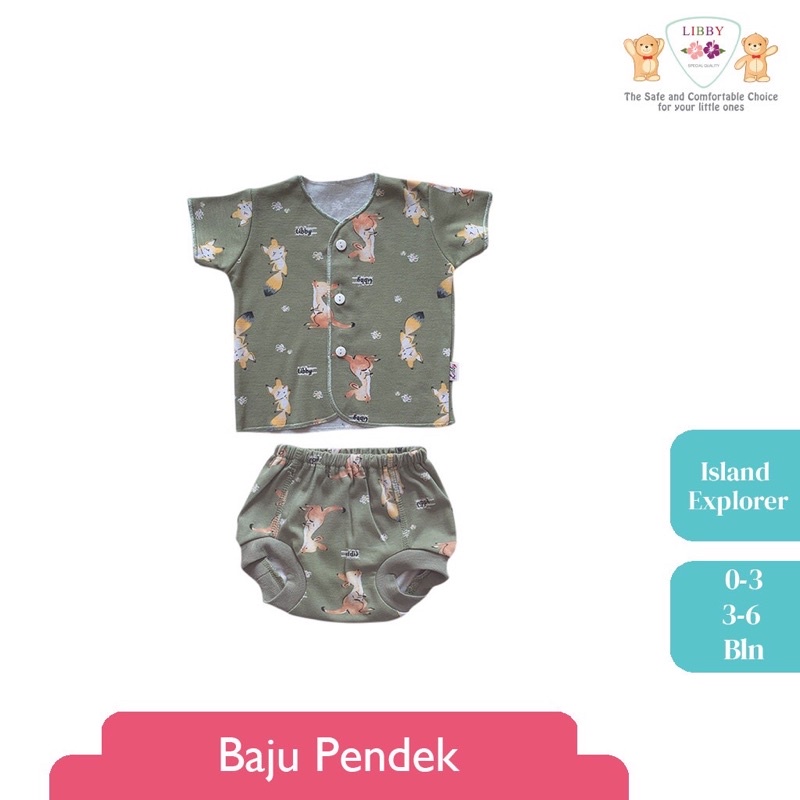 LIBBY (1 STEL) Stelan Baju Panjang &amp; Pendek Newborn/ 3-6 bulan Carnival Land (1 stel)