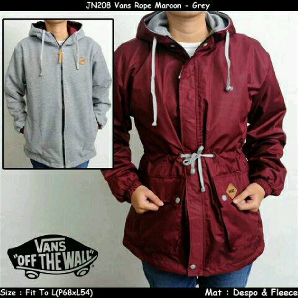 jaket parka vans bb maroon grey/jaket vans/jaket bb wanita/jaket murah Diskon