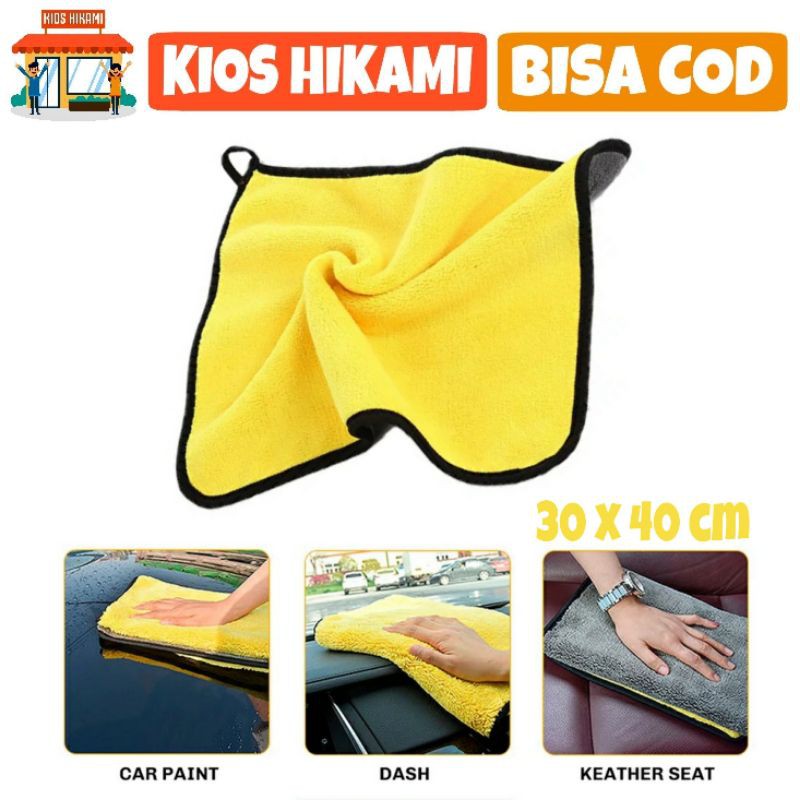 Kain Lap Microfiber Mobil Serbaguna 30x40 2 Sisi Halus Multifungsi 500gsm Murah Cod